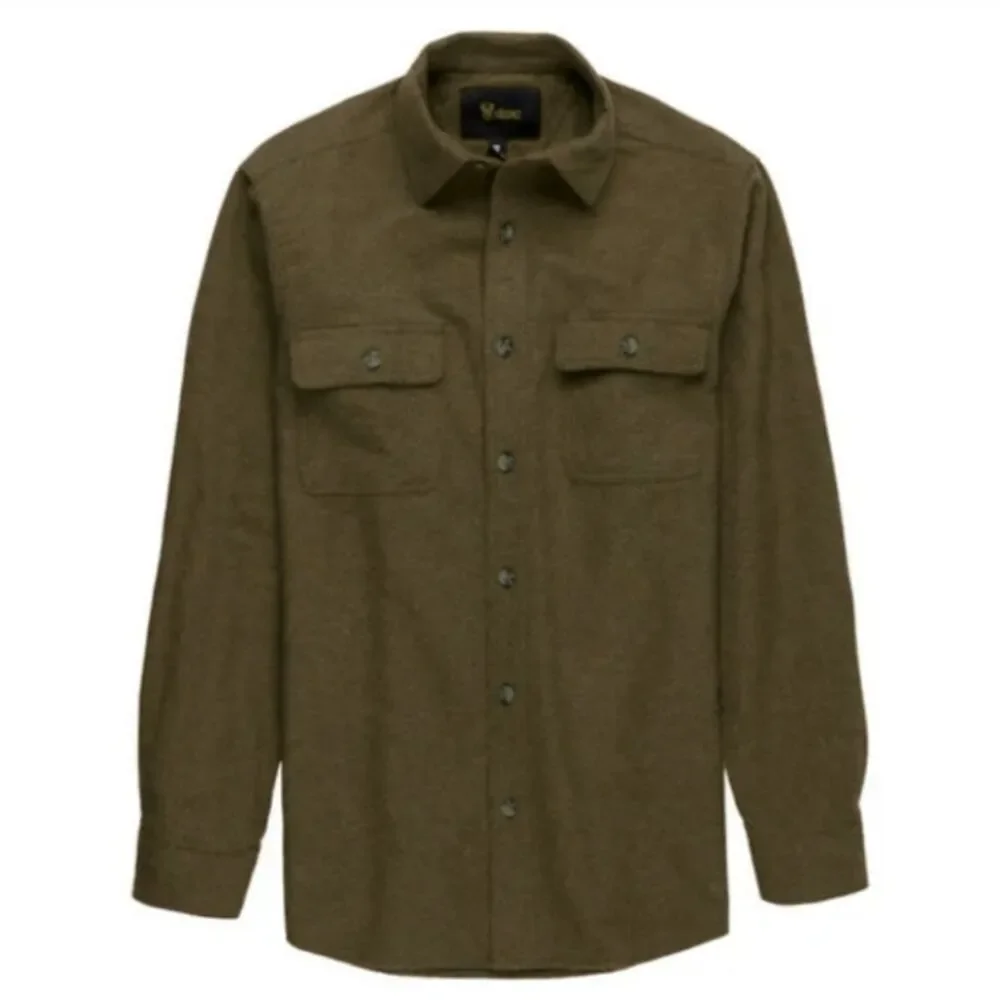 Stoic Hemlock Chamois Shirt Mens Size S Olive Heavy Flannel Outdoor Shacket